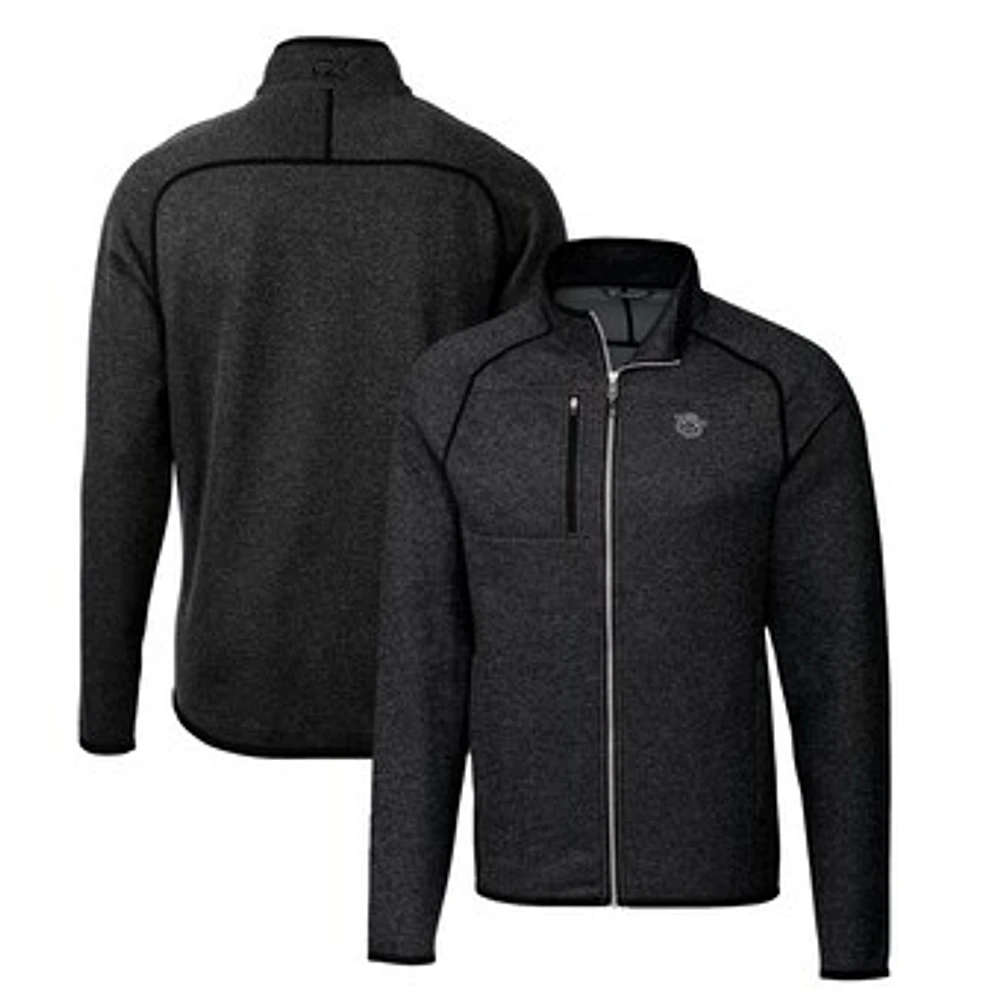 Men's Cutter & Buck Heather Charcoal Cincinnati Bearcats Mainsail Sweater-Knit Full-Zip Jacket