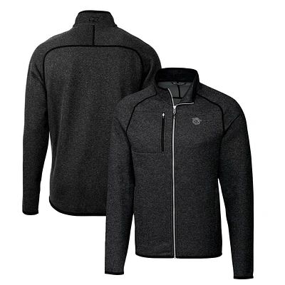 Men's Cutter & Buck Heather Charcoal Cincinnati Bearcats Mainsail Sweater-Knit Full-Zip Jacket