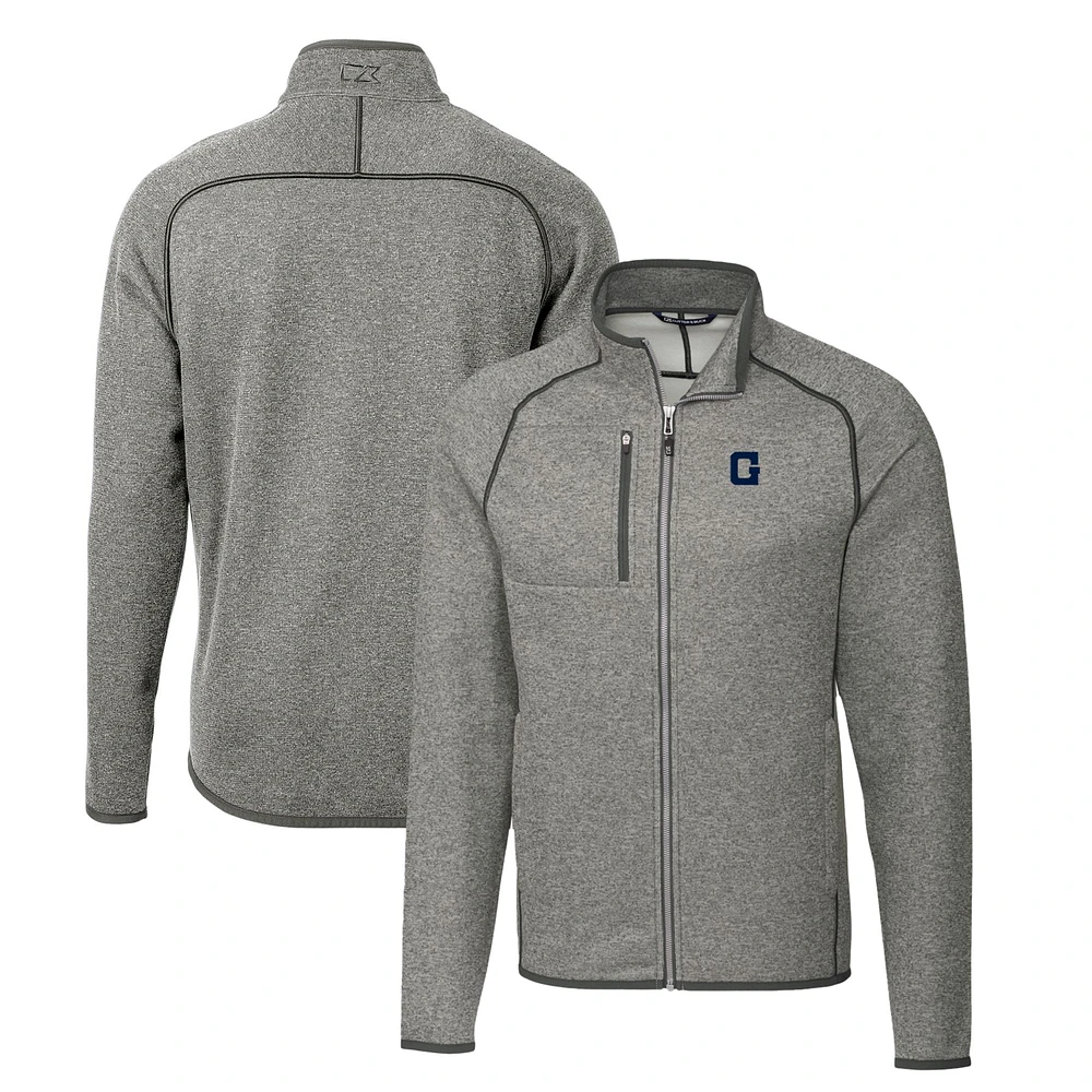 Men's Cutter & Buck Heather Gray Georgetown Hoyas Mainsail Sweater-Knit Full-Zip Jacket