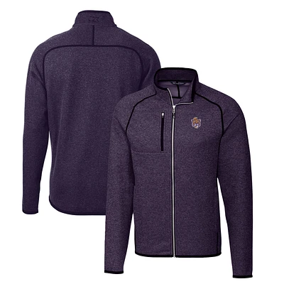 Men's Cutter & Buck Heather Purple LSU Tigers Mainsail Sweater-Knit Full-Zip Jacket