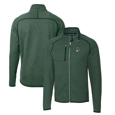 Men's Cutter & Buck Heather Green Michigan State Spartans Mainsail Sweater-Knit Full-Zip Jacket