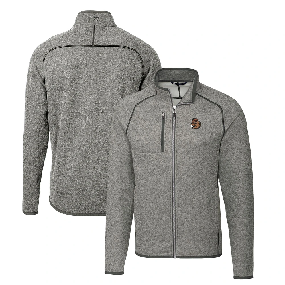 Men's Cutter & Buck Heather Gray Oregon State Beavers Mainsail Sweater-Knit Full-Zip Jacket