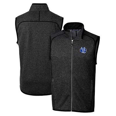 Men's Cutter & Buck Heather Charcoal Air Force Falcons Mainsail Sweater-Knit Full-Zip Vest