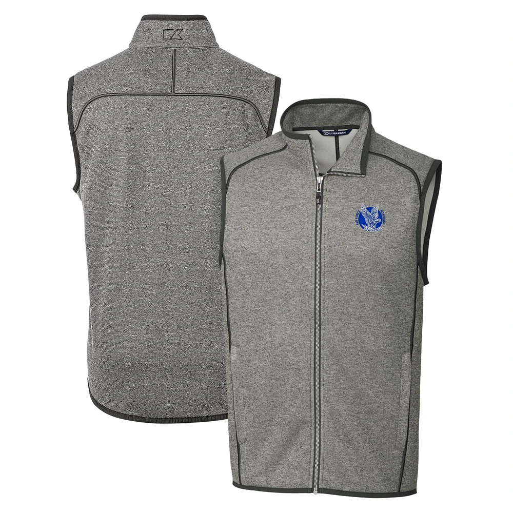 Men's Cutter & Buck Heather Gray Air Force Falcons Mainsail Sweater-Knit Full-Zip Vest