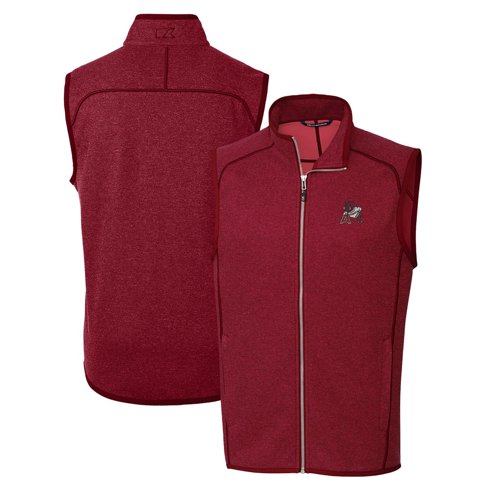 Men's Cutter & Buck Cardinal Arkansas Razorbacks Mainsail Sweater-Knit Full-Zip Vest
