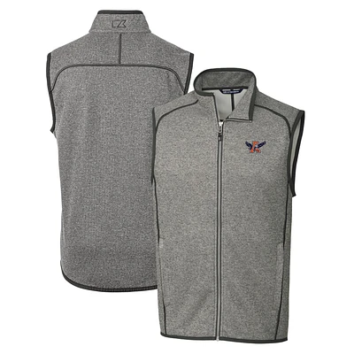 Men's Cutter & Buck Heather Gray Auburn Tigers Mainsail Sweater-Knit Full-Zip Vest