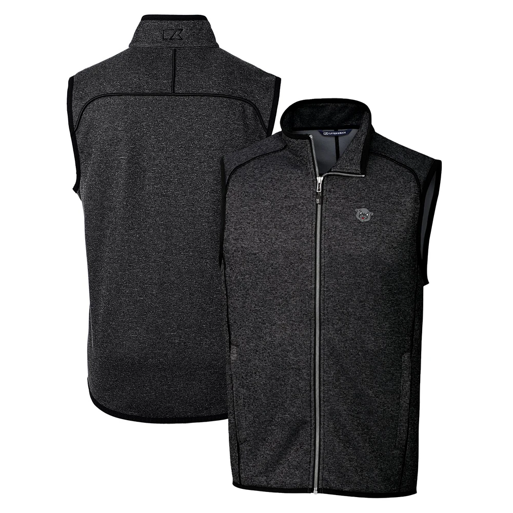 Men's Cutter & Buck Heather Charcoal Cincinnati Bearcats Mainsail Sweater-Knit Full-Zip Vest