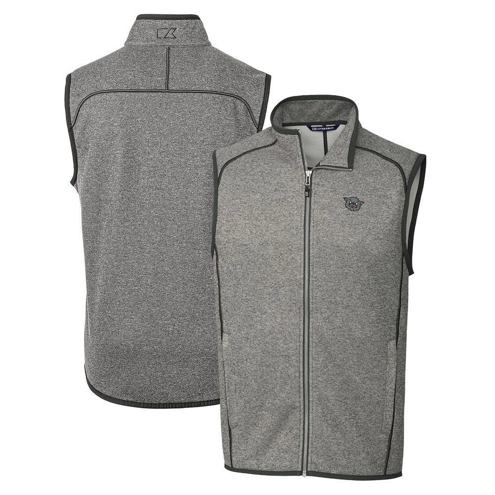 Men's Cutter & Buck Heather Gray Cincinnati Bearcats Mainsail Sweater-Knit Full-Zip Vest