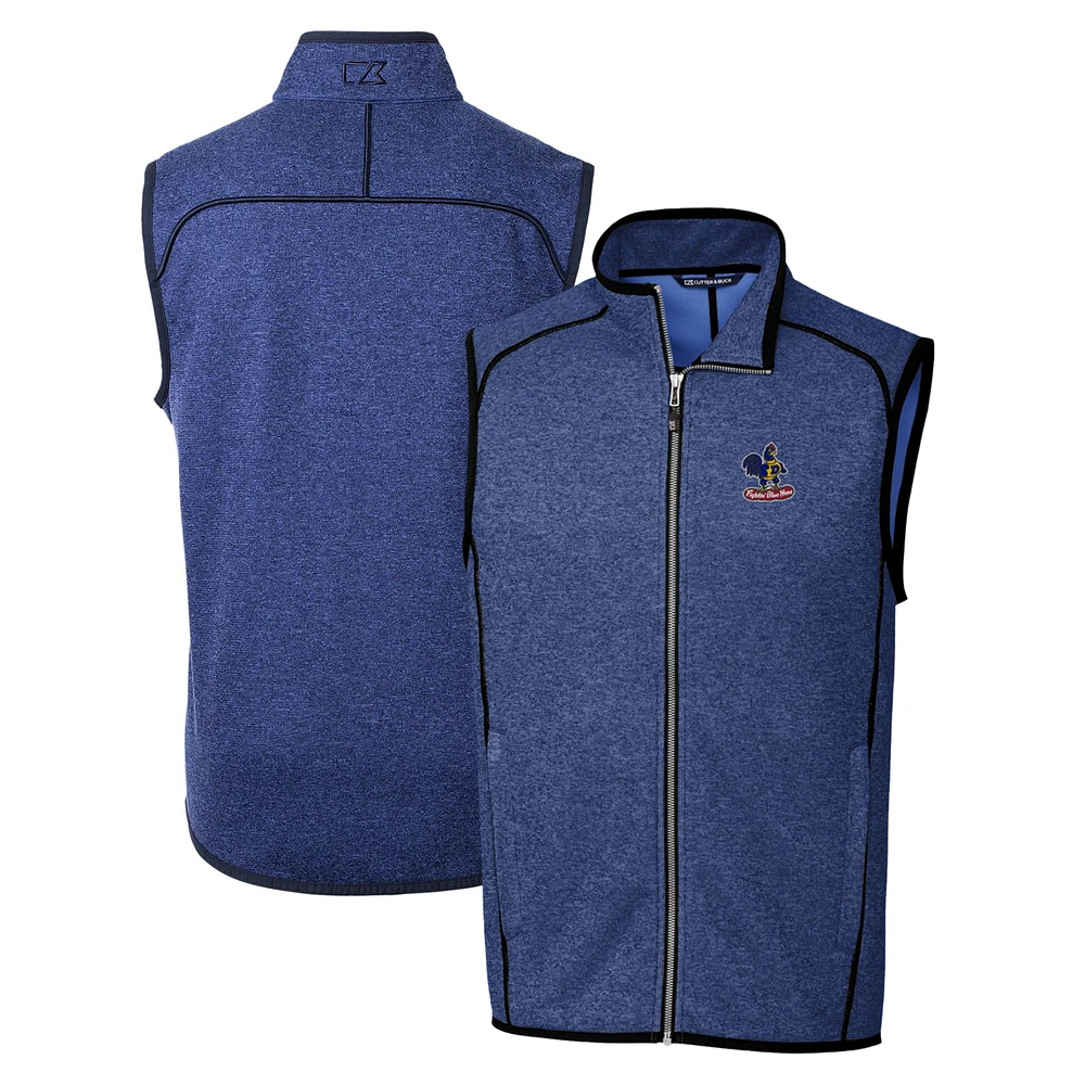 Men's Cutter & Buck Heather Royal Delaware Fightin' Blue Hens Mainsail Sweater-Knit Full-Zip Vest