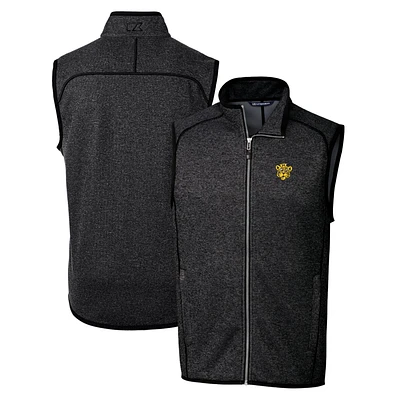 Men's Cutter & Buck Heather Charcoal Missouri Tigers Mainsail Sweater-Knit Full-Zip Vest