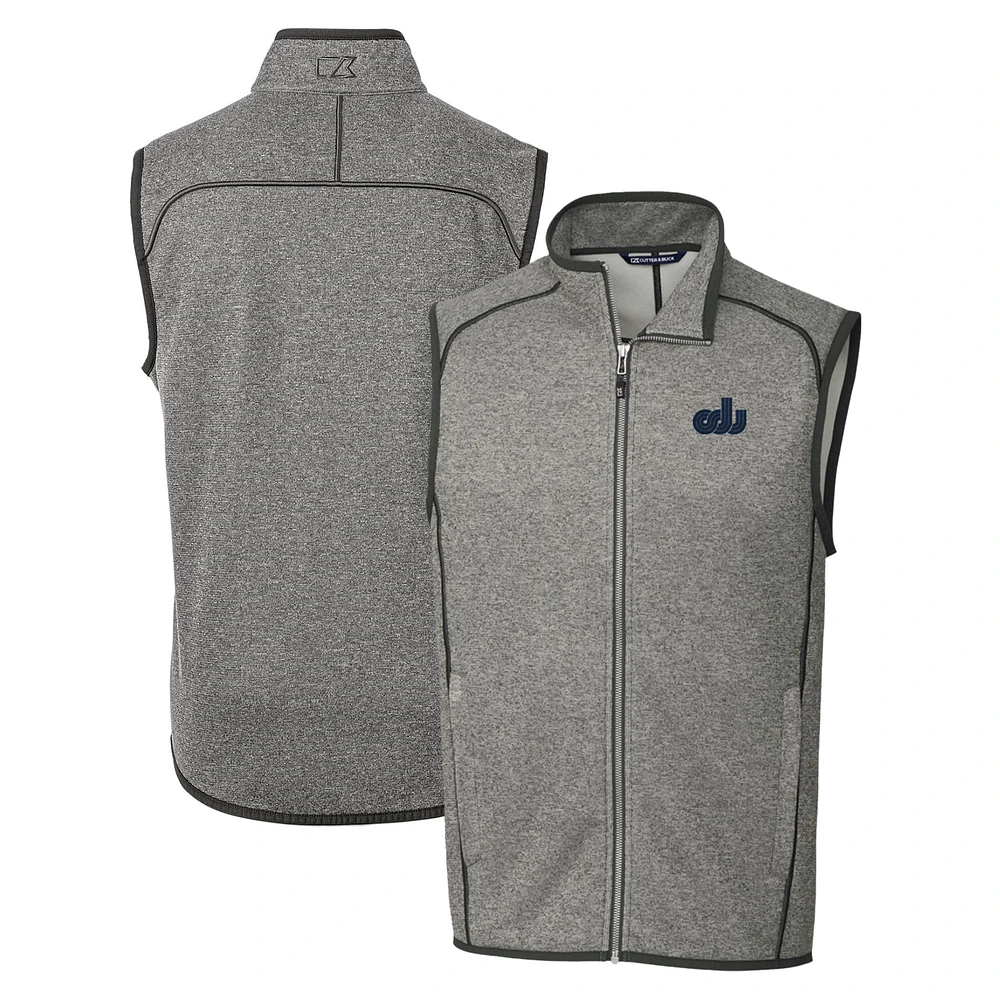 Men's Cutter & Buck Heather Gray Old Dominion Monarchs Mainsail Sweater-Knit Full-Zip Vest