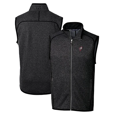 Men's Cutter & Buck Heather Charcoal Ohio State Buckeyes Mainsail Sweater-Knit Full-Zip Vest