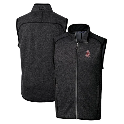 Men's Cutter & Buck Heather Charcoal Washington State Cougars Mainsail Sweater-Knit Full-Zip Vest