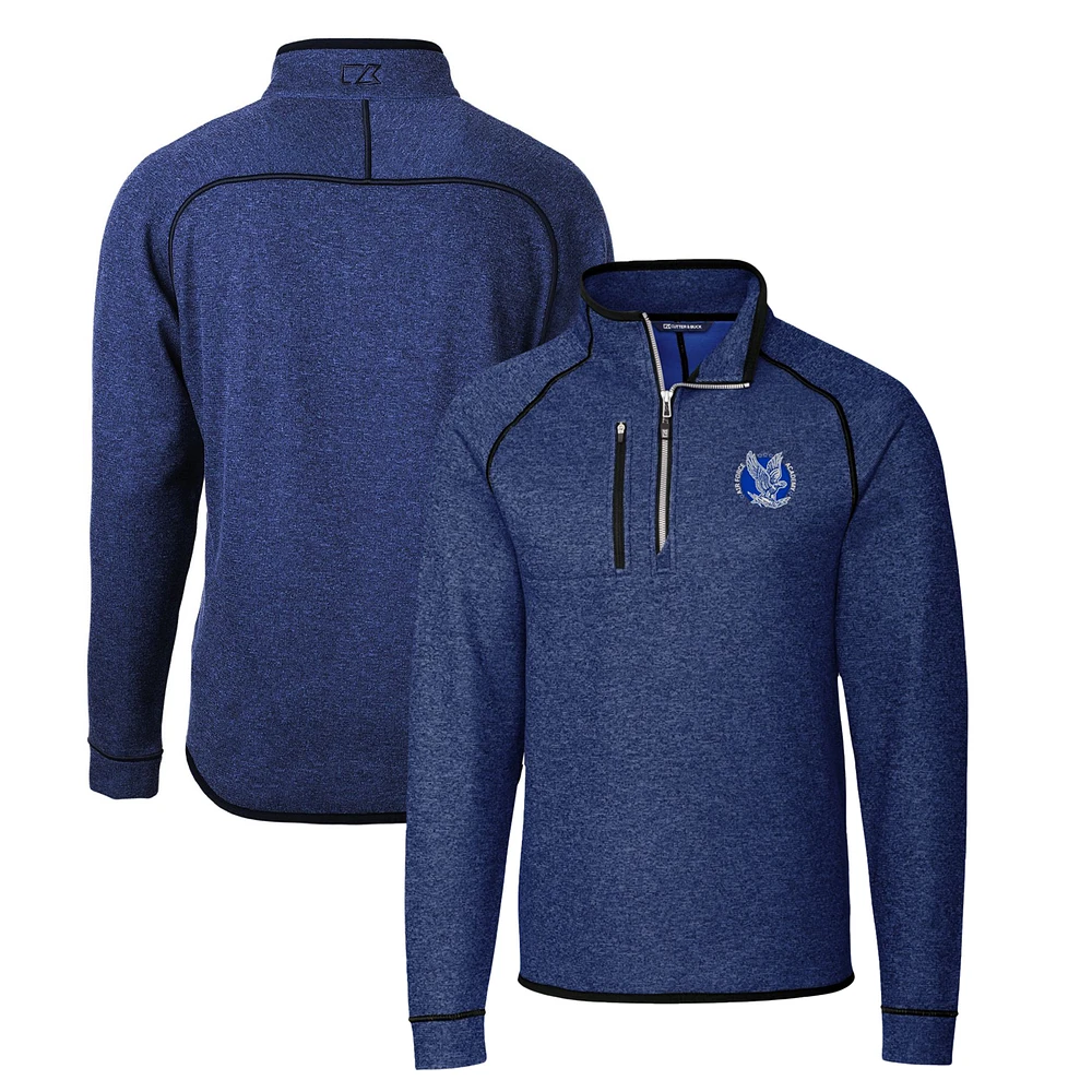Men's Cutter & Buck Heather Royal Air Force Falcons Mainsail Sweater-Knit Half-Zip Pullover Jacket