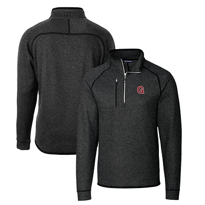 Men's Cutter & Buck Heather Charcoal Gonzaga Bulldogs Mainsail Sweater-Knit Half-Zip Pullover Jacket