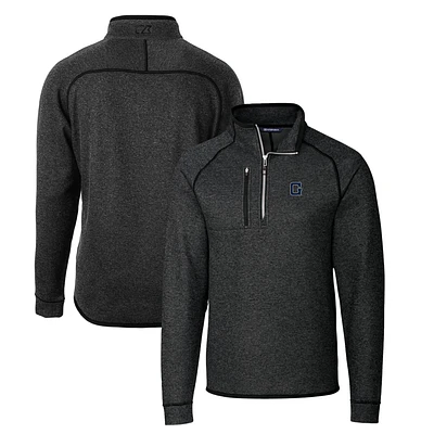 Men's Cutter & Buck Heather Charcoal Georgetown Hoyas Mainsail Sweater-Knit Half-Zip Pullover Jacket