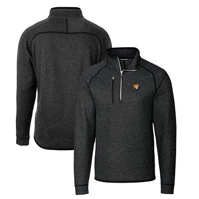 Men's Cutter & Buck Heather Charcoal Illinois Fighting Illini Mainsail Sweater-Knit Half-Zip Pullover Jacket