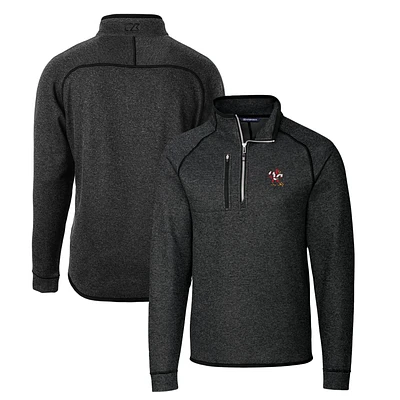Men's Cutter & Buck Heather Charcoal Louisville Cardinals Mainsail Sweater-Knit Half-Zip Pullover Jacket