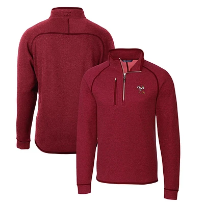 Men's Cutter & Buck Heather Louisville Cardinals Mainsail Sweater-Knit Half-Zip Pullover Jacket