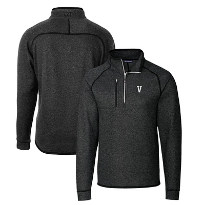 Men's Cutter & Buck Heather Charcoal Villanova Wildcats Mainsail Sweater-Knit Half-Zip Pullover Jacket