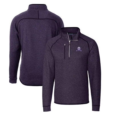 Men's Cutter & Buck Heather Purple Northwestern Wildcats Mainsail Sweater-Knit Half-Zip Pullover Jacket