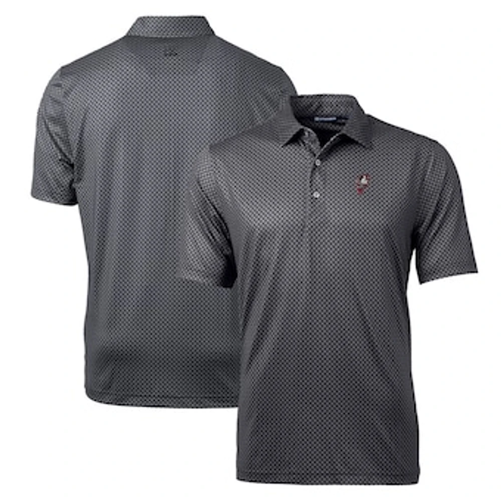 Men's Cutter & Buck Black Ohio State Buckeyes Pike Banner Stretch Polo
