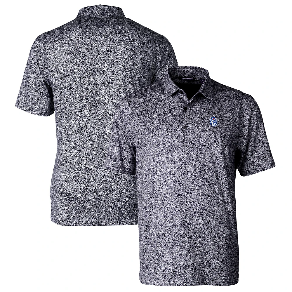 Men's Cutter & Buck Black Fresno State Bulldogs Pike Constellation Stretch Polo
