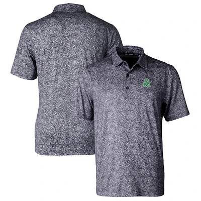 Men's Cutter & Buck Black Marshall Thundering Herd Pike Constellation Stretch Polo