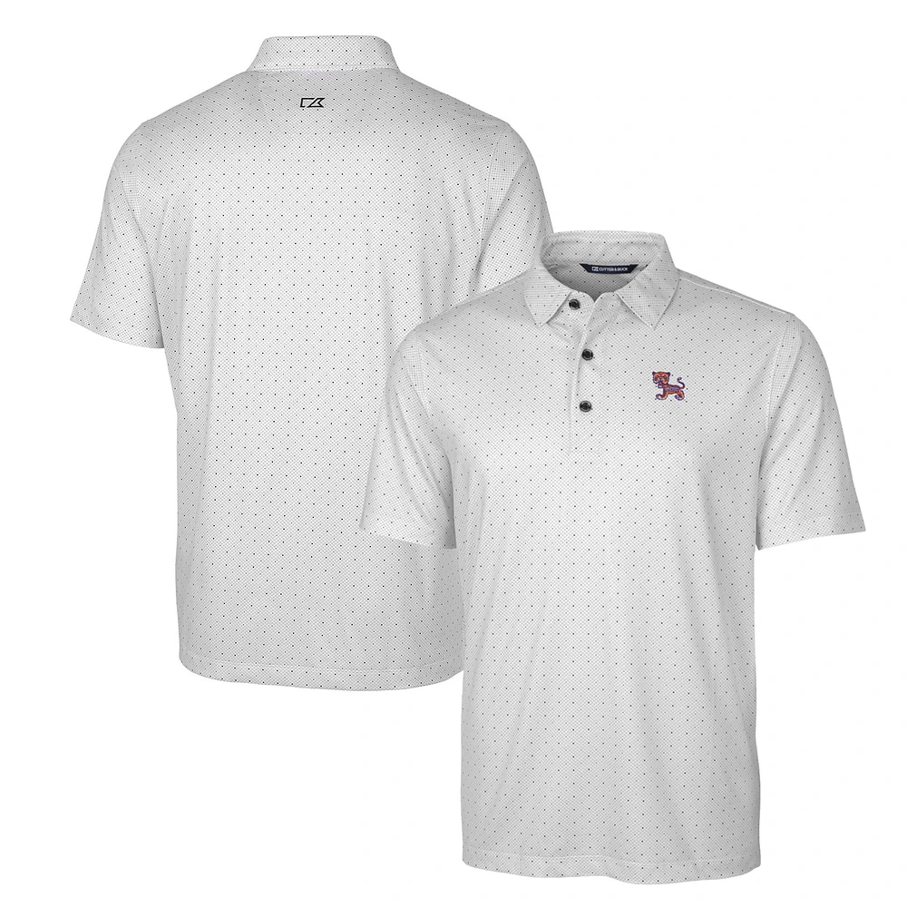 Men's Cutter & Buck Charcoal Clemson Tigers Primary Team Logo Pike Double Dot Print Stretch Polo