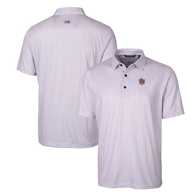 Men's Cutter & Buck Purple LSU Tigers Primary Team Logo Pike Double Dot Print Stretch Polo
