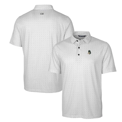 Men's Cutter & Buck Charcoal Michigan State Spartans Primary Team Logo Pike Double Dot Print Stretch Polo