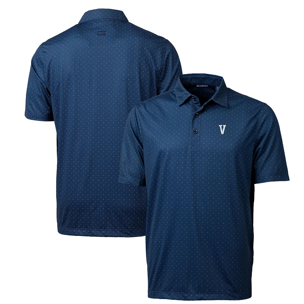 Men's Cutter & Buck Navy Villanova Wildcats Primary Team Logo Pike Double Dot Print Stretch Polo
