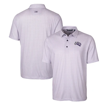 Men's Cutter & Buck Purple Stephen F Austin Lumberjacks Primary Team Logo Pike Double Dot Print Stretch Polo