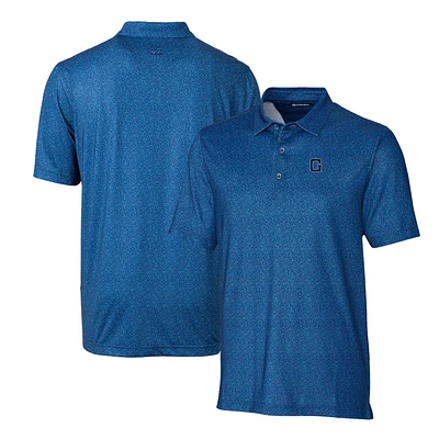Men's Cutter & Buck Blue Georgetown Hoyas Primary Team Logo Pike Micro Floral Stretch Polo