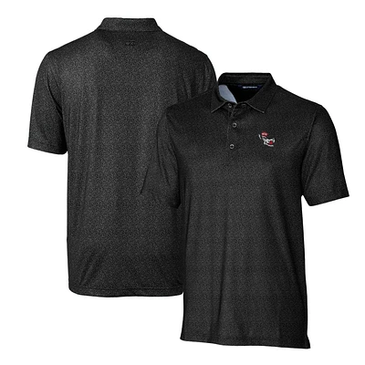 Men's Cutter & Buck Black NC State Wolfpack Primary Team Logo Pike Micro Floral Stretch Polo