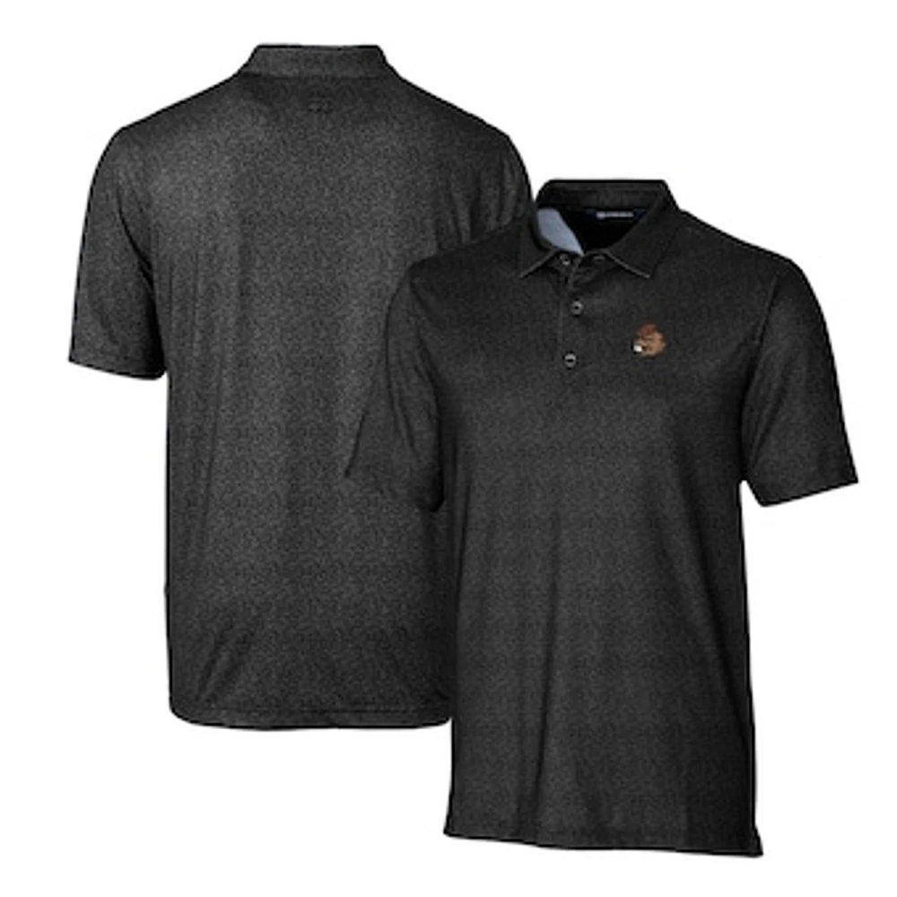 Men's Cutter & Buck Black Oregon State Beavers Primary Team Logo Pike Micro Floral Stretch Polo
