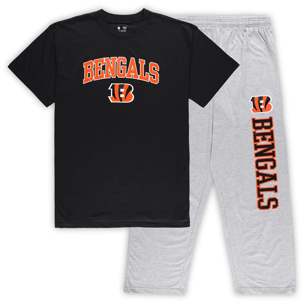 Men's Concepts Black/Heather Gray Sport Cincinnati Bengals Big & Tall Top Pants Sleep Set