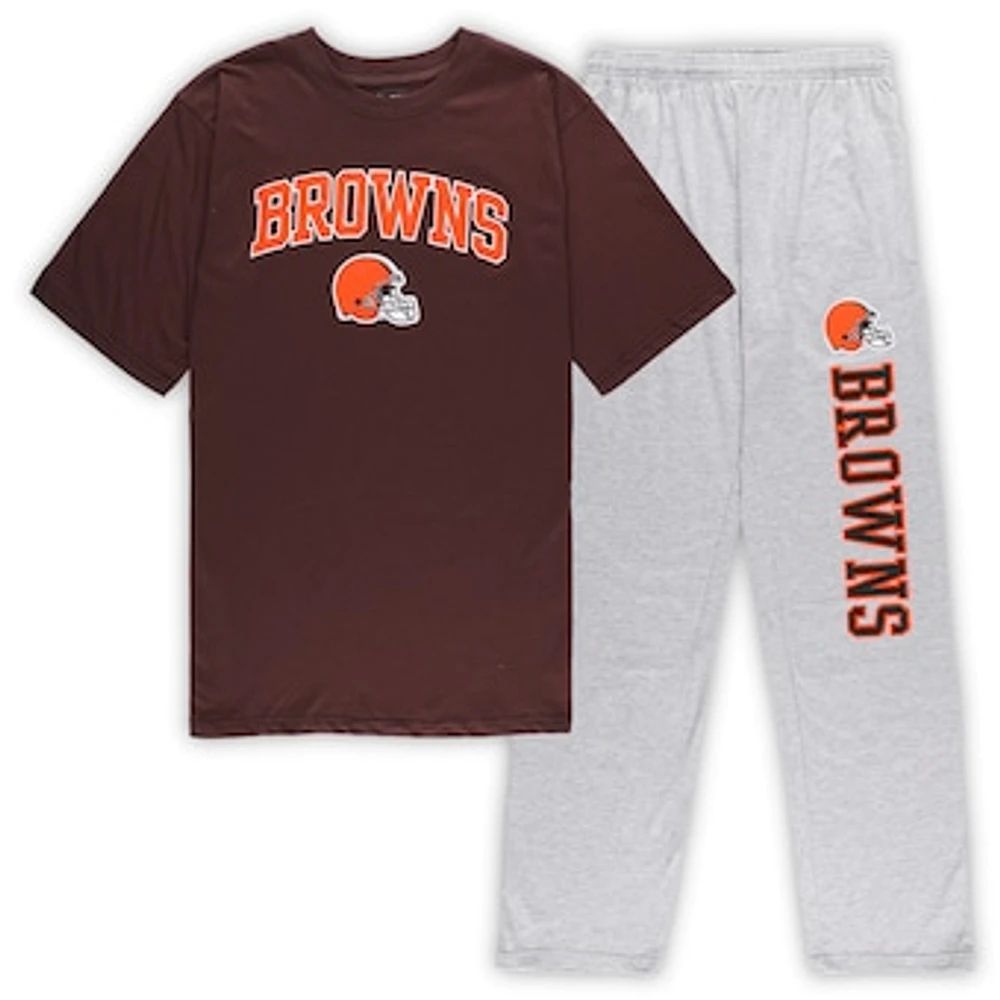 Men's Concepts Sport Brown/Heather Gray Cleveland Browns Big & Tall Top Pants Sleep Set