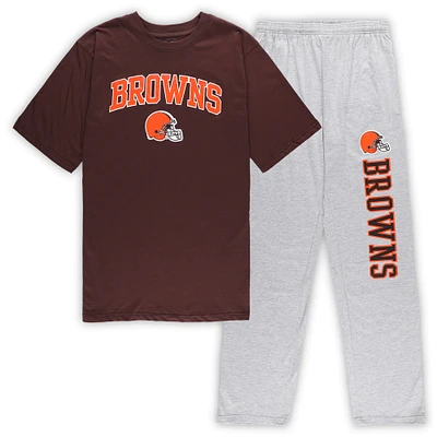 Men's Concepts Sport Brown/Heather Gray Cleveland Browns Big & Tall Top Pants Sleep Set
