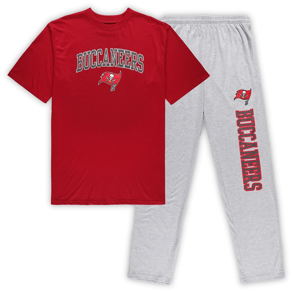 Men's Concepts Sport Red/Heathered Gray Tampa Bay Buccaneers Big & Tall Top Pants Sleep Set