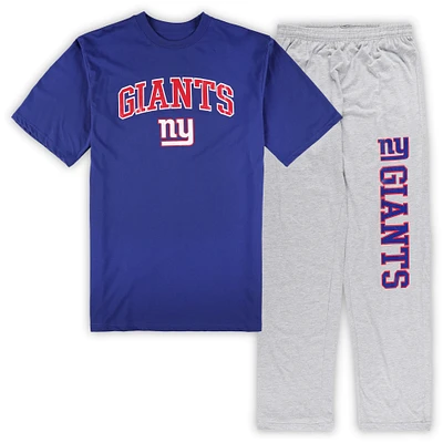 Men's Concepts Sport Royal/Heather Gray New York Giants Big & Tall Top Pajama Pants Sleep Set