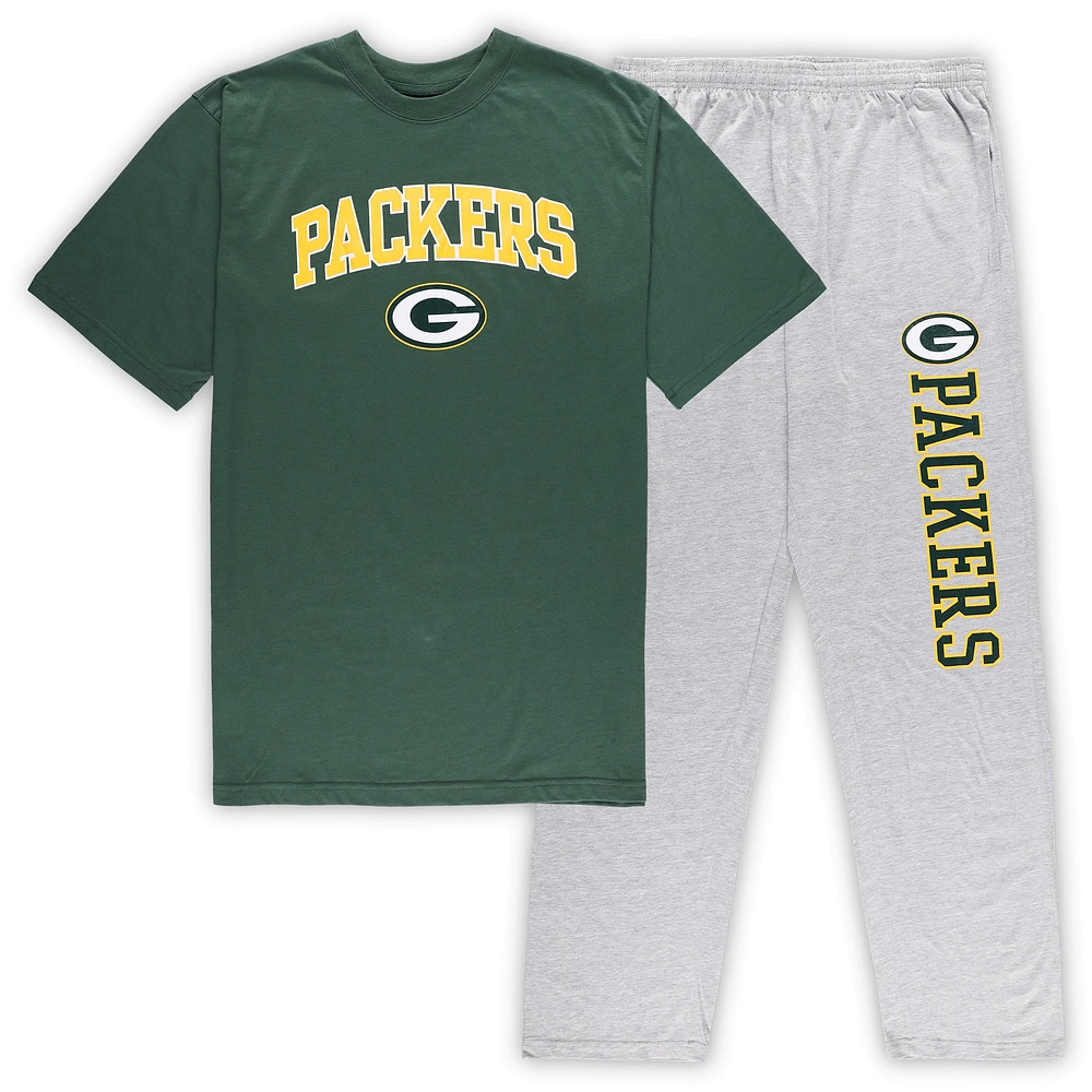 Men's Concepts Sport Green/Heather Gray Green Bay Packers Big & Tall Top Pants Sleep Set