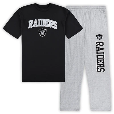 Men's Concepts Sport Black/Heather Gray Las Vegas Raiders Big & Tall Top & Pajama Pants Sleep Set