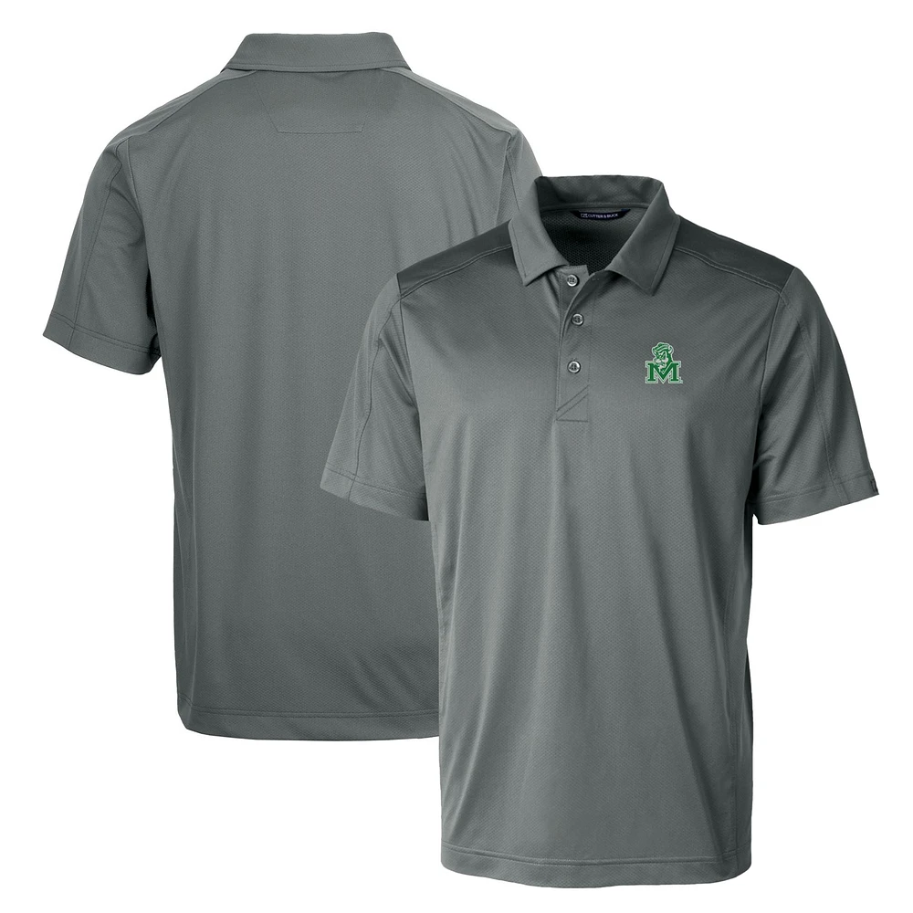 Cutter & Buck Steel Marshall Thundering Herd Primary Team Logo Prospect Textured Stretch Polo