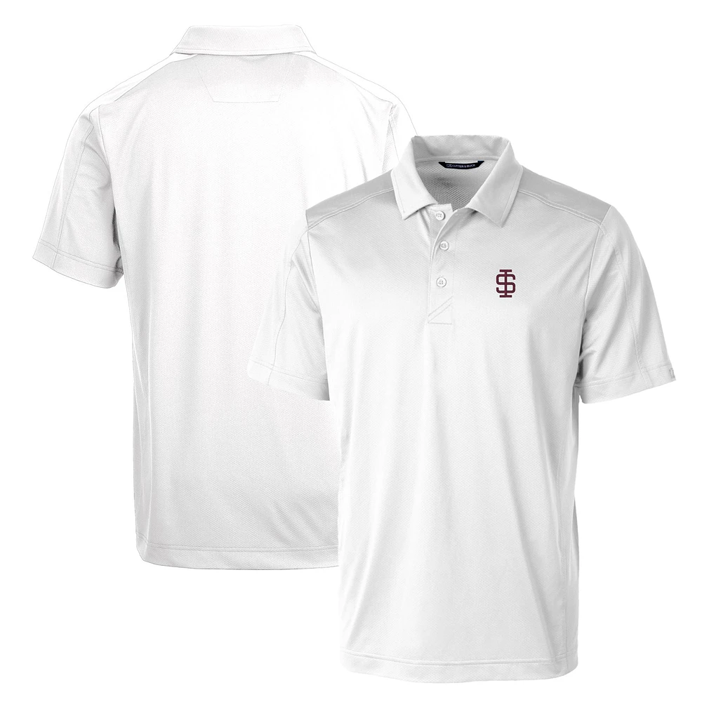 Cutter & Buck White Southern Illinois Salukis Primary Team Logo Prospect Textured Stretch Polo