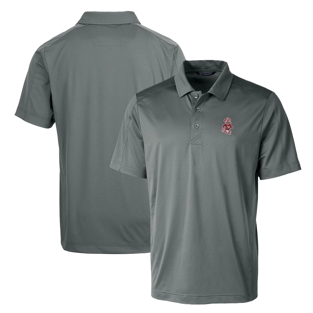 Cutter & Buck Steel Washington State Cougars Primary Team Logo Prospect Textured Stretch Polo