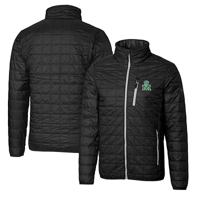 Cutter & Buck Black Marshall Thundering Herd Primary Team Logo Rainier PrimaLoft Eco Insulated Full-Zip Puffer Jacket