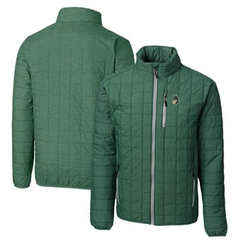 Cutter & Buck Heather Green Michigan State Spartans Primary Team Logo Rainier PrimaLoft Eco Insulated Full-Zip Puffer Jacket