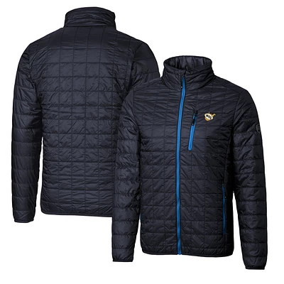 Cutter & Buck Navy West Virginia Mountaineers Primary Team Logo Rainier PrimaLoft Eco Insulated Full-Zip Puffer Jacket