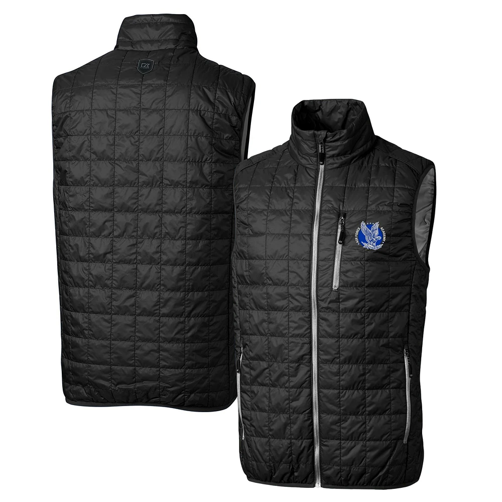 Cutter & Buck Black Air Force Falcons Primary Team Logo Rainier PrimaLoft Eco Insulated Full-Zip Puffer Vest